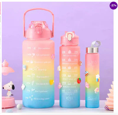 FRETE GRÁTIS- Kit 3 Garrafas De Água Com Frases Motivacionais Até 2L Colorida