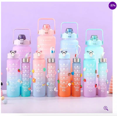 FRETE GRÁTIS- Kit 3 Garrafas De Água Com Frases Motivacionais Até 2L Colorida