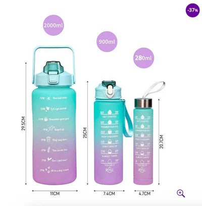 FRETE GRÁTIS- Kit 3 Garrafas De Água Com Frases Motivacionais Até 2L Colorida