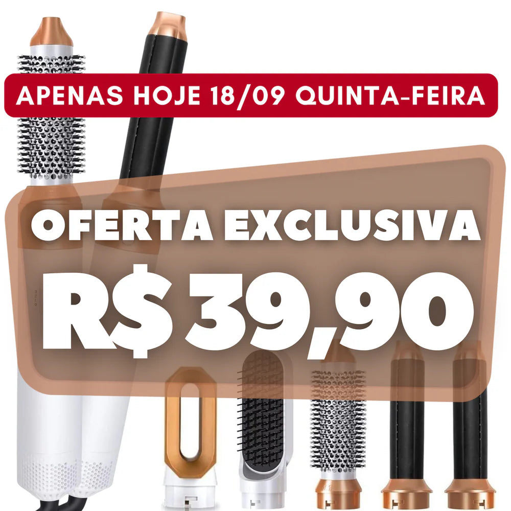 FRETE GRÁTIS- Escova Ellegance Deluxe Hair 5 em 1, Alisa, Seca, Modela, Faz Cachos e Anti-Frizz - BIVOLT (110v/220v)